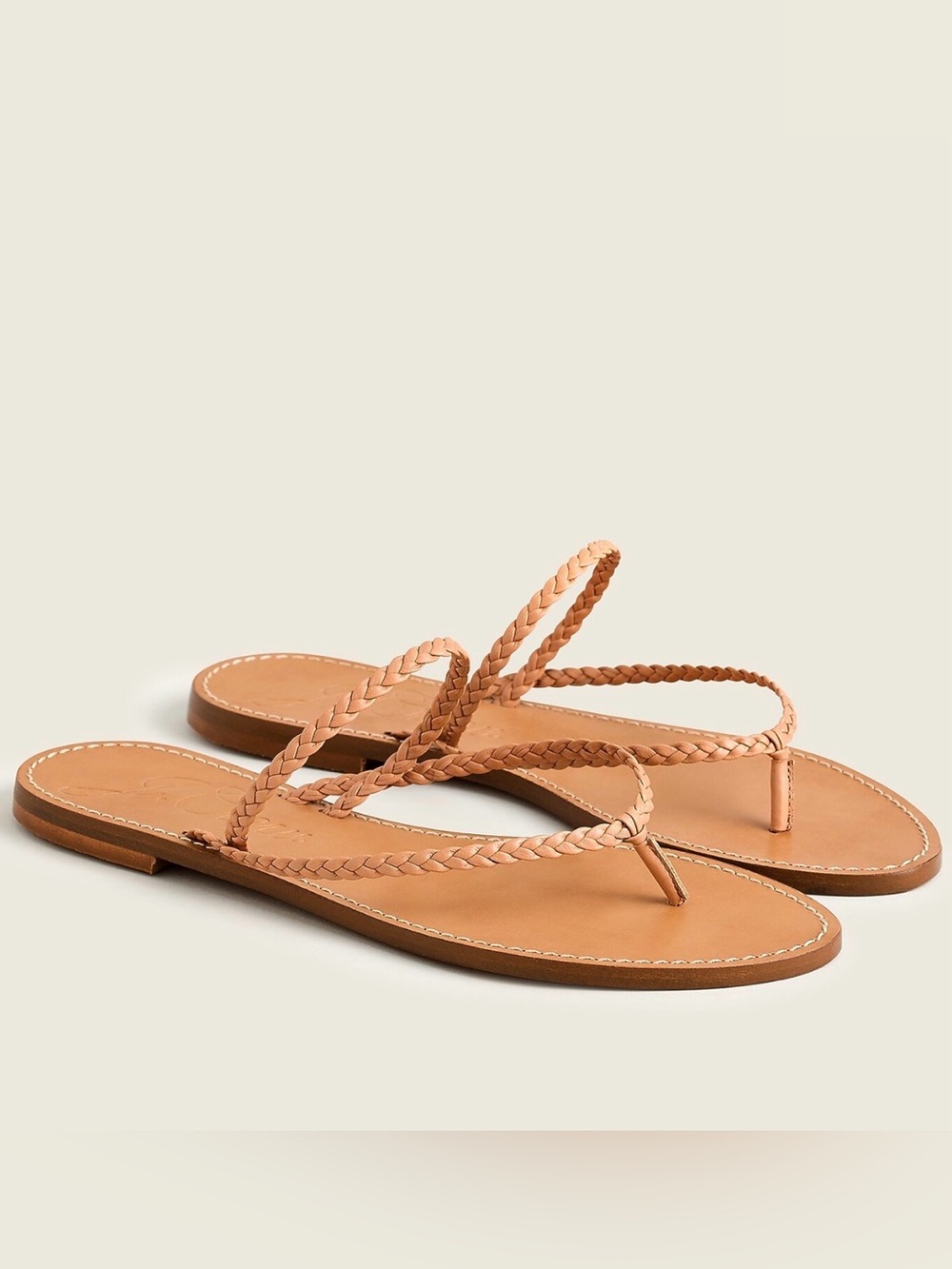 J. Crew Capri Braided Strappy Tan Leather Sandals NWOT - 10.5